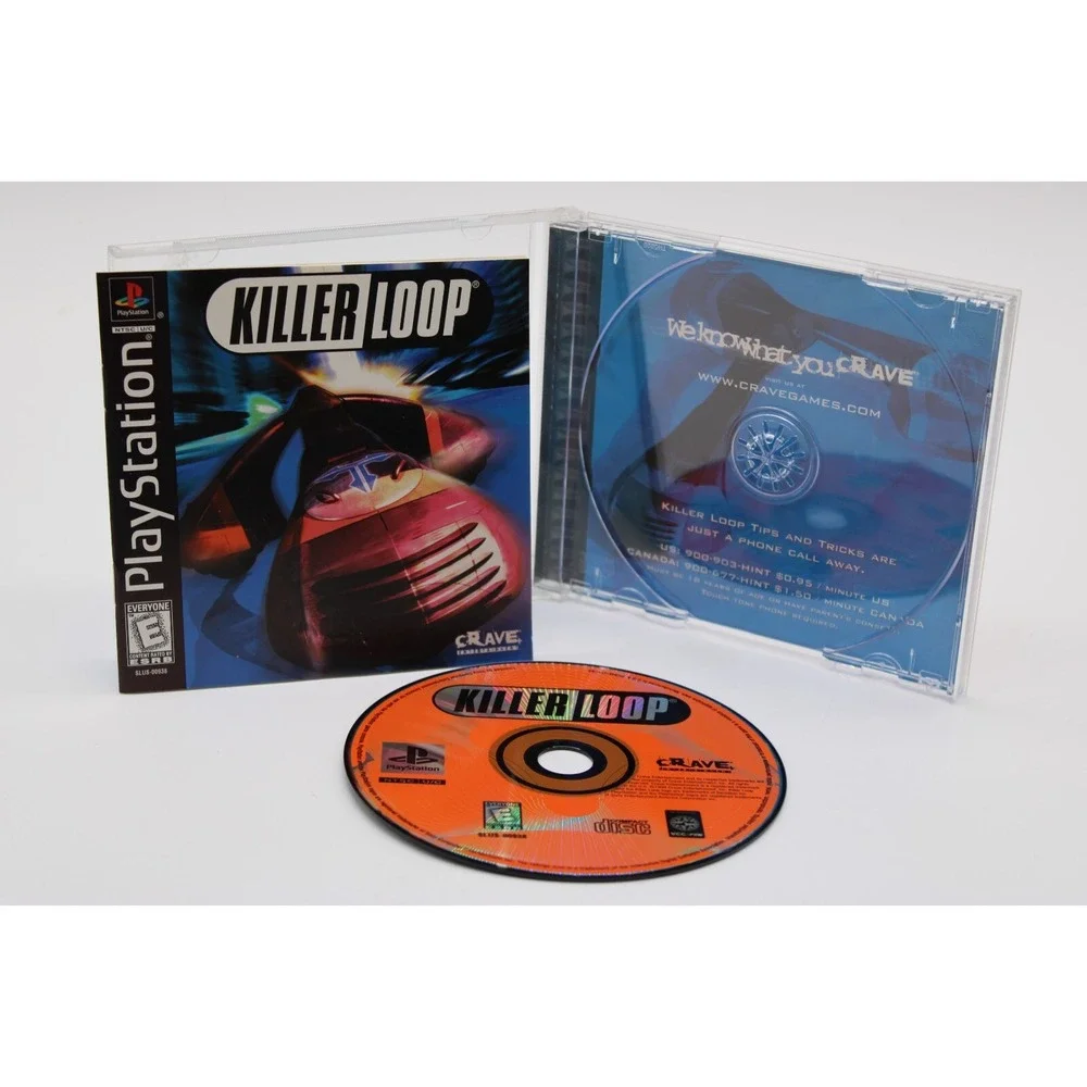 Killer Loop (Sony PlayStation 1, PS1, 1999) Racing Game Black Label CIB w/Manual